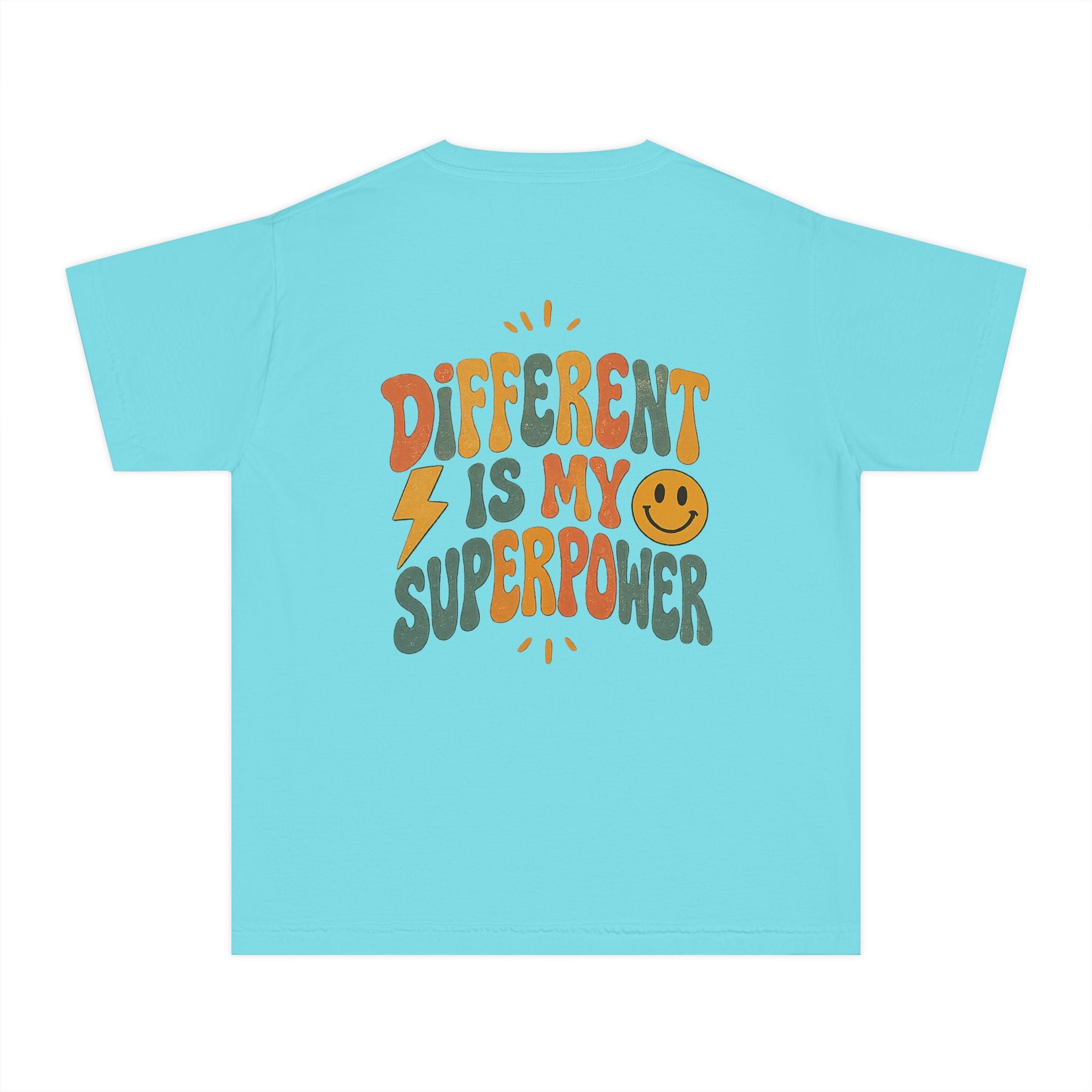 Youth T-Shirt — “Different Is My Superpower” Retro Pride Graphic Tee