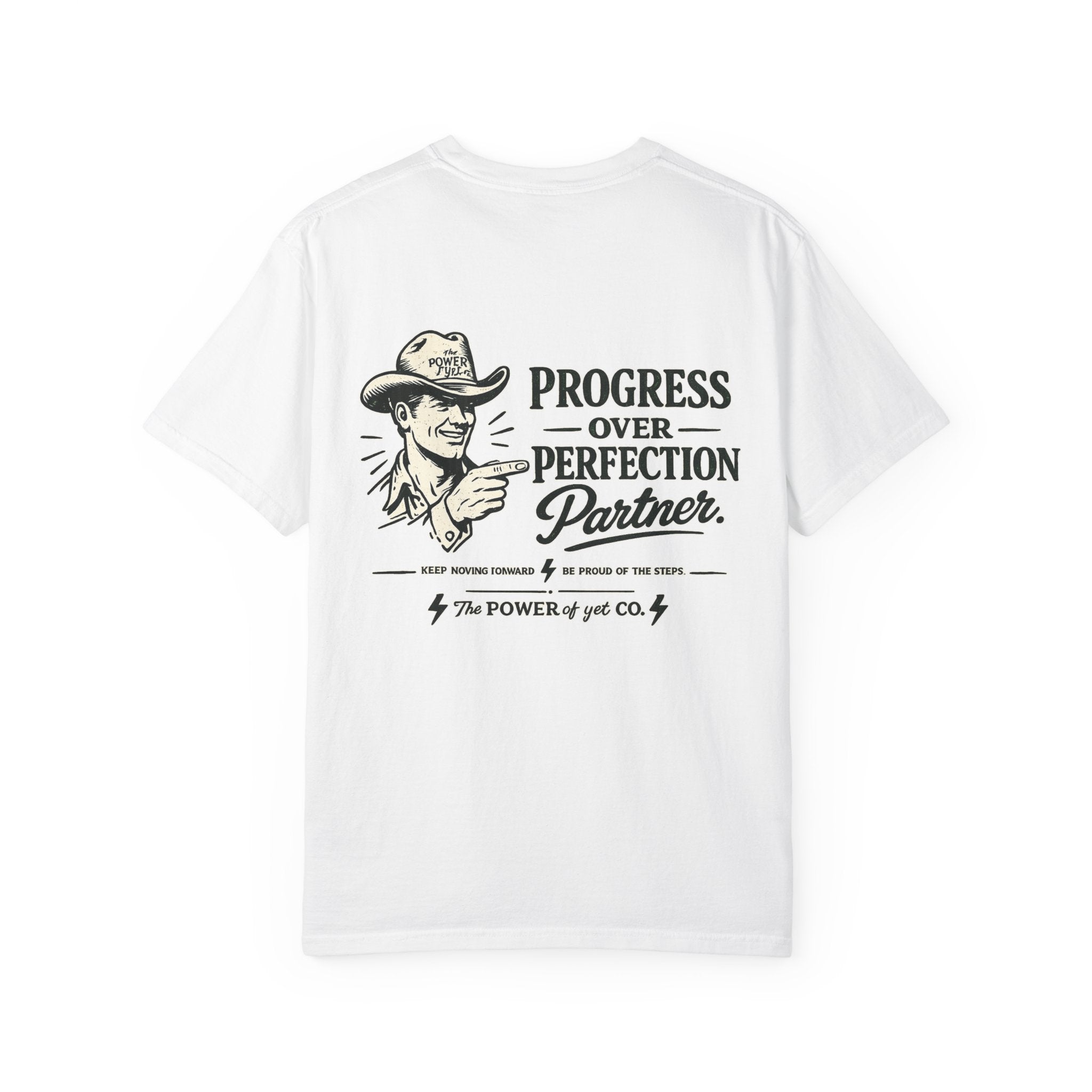 Progress Over Perfection T-Shirt — Retro Cowboy Motivational Tee