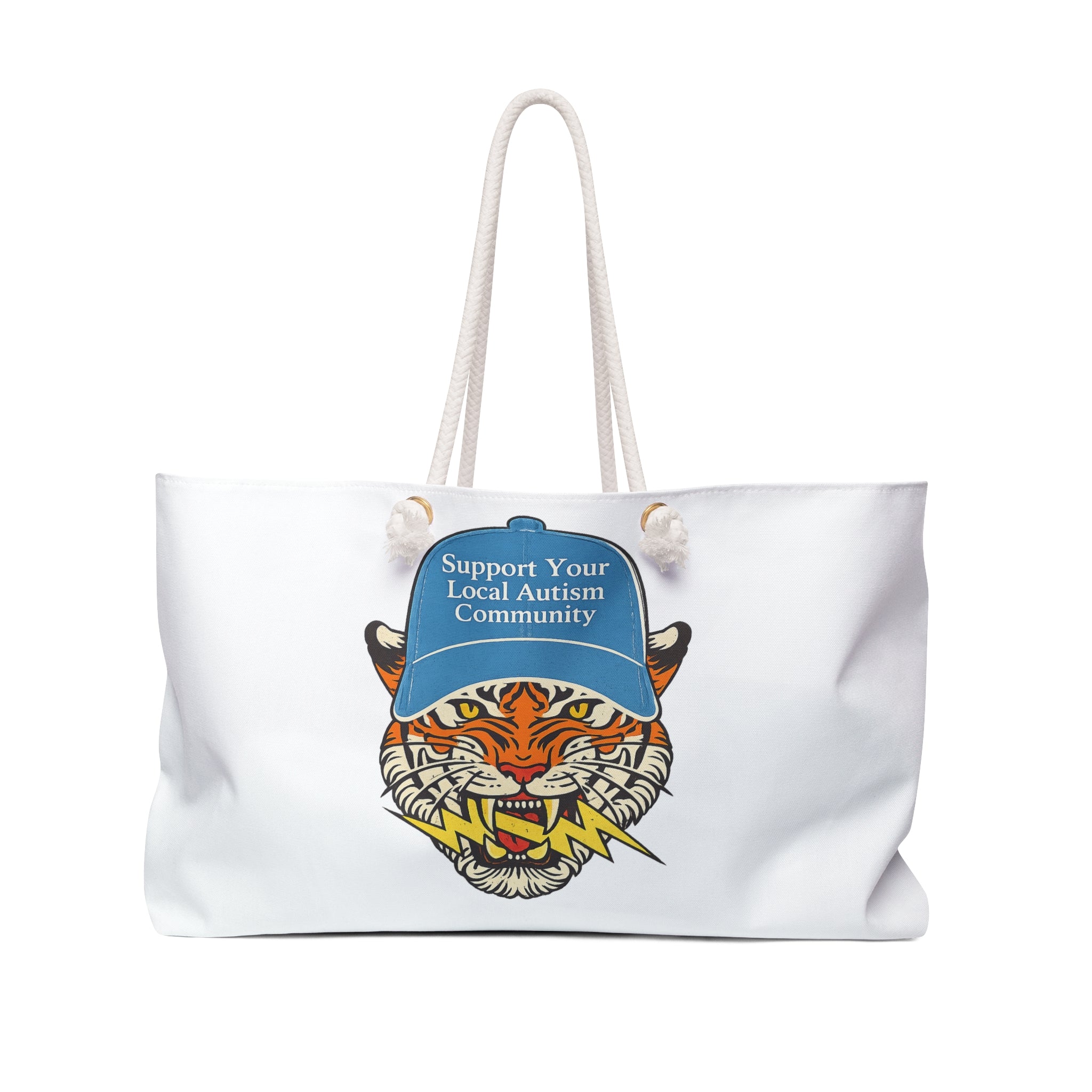 Support Your Local Autism Community Weekender Bag — Tiger Graphic Tote