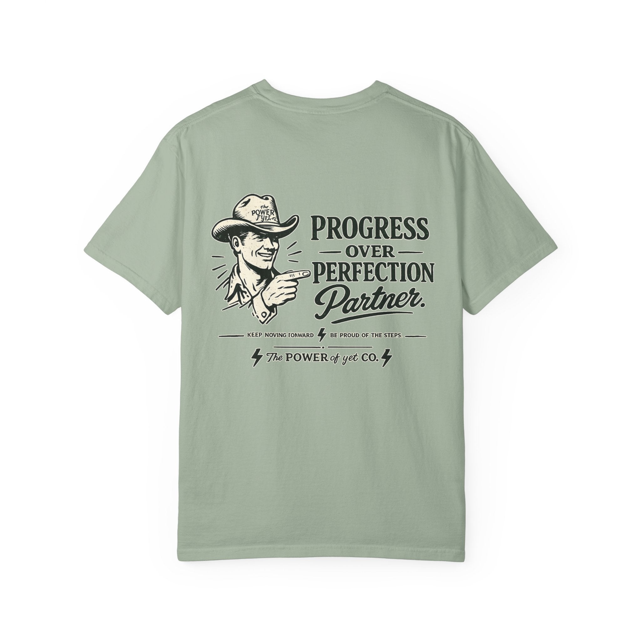 Progress Over Perfection T-Shirt — Retro Cowboy Motivational Tee