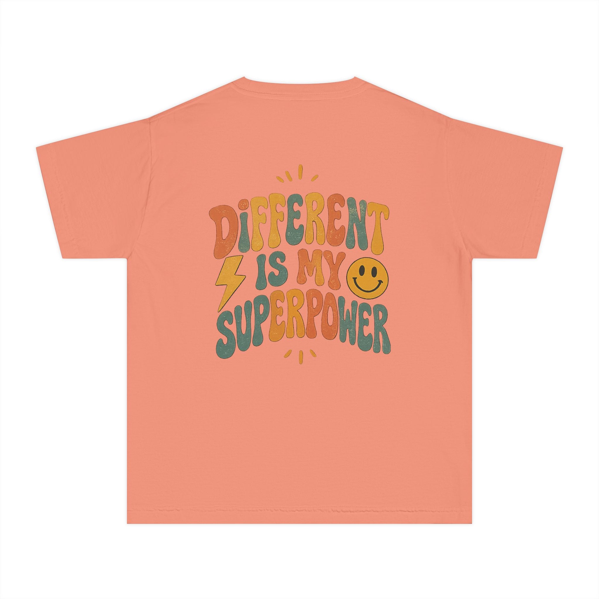 Youth T-Shirt — “Different Is My Superpower” Retro Pride Graphic Tee