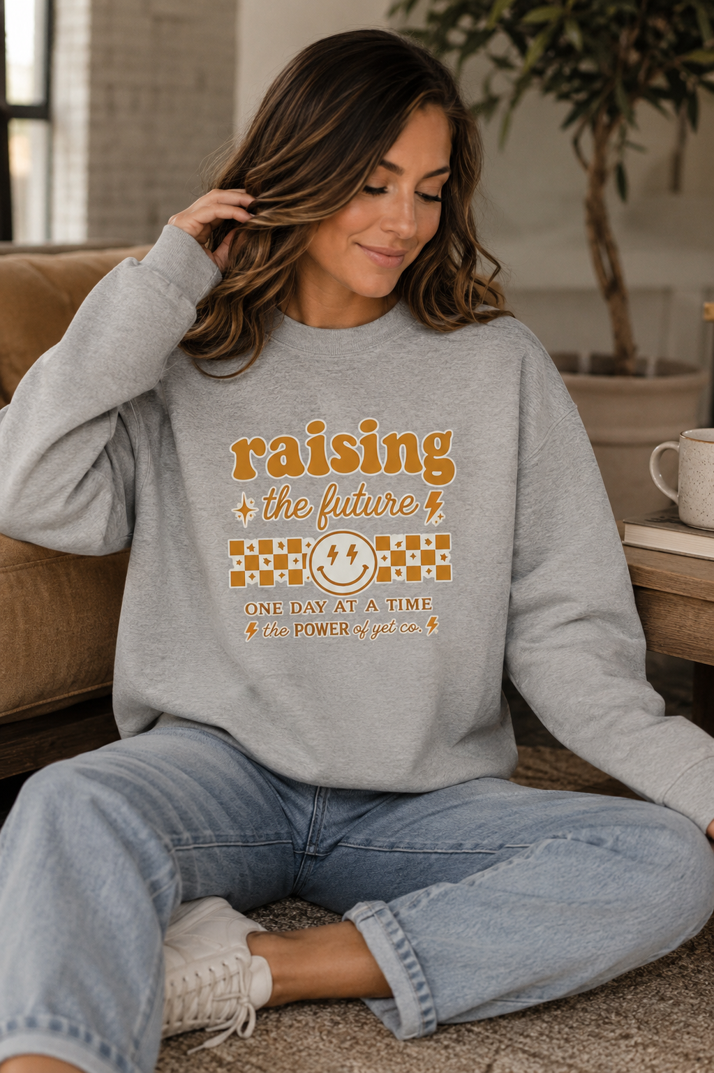 Raising the Future Crewneck Sweatshirt — Positive Parenting Graphic Sweatshirt