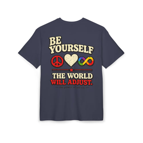 Be Yourself Oversized Tee — "The World Will Adjust" Retro Peace & Pride Graphic T-Shirt