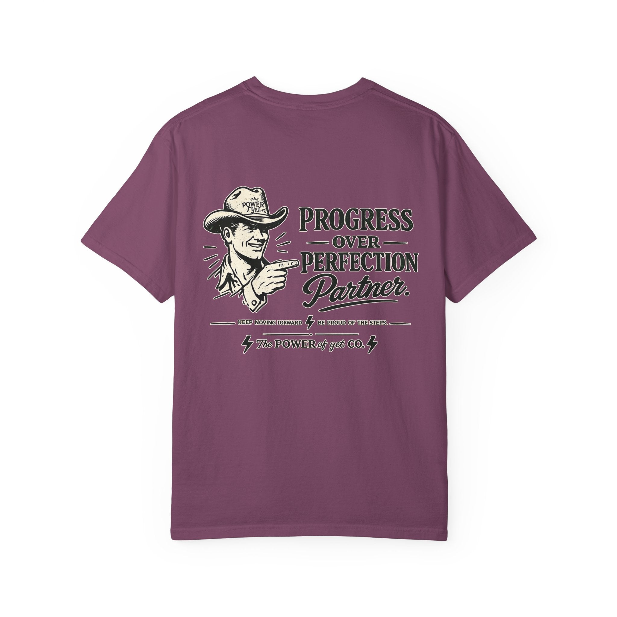 Progress Over Perfection T-Shirt — Retro Cowboy Motivational Tee