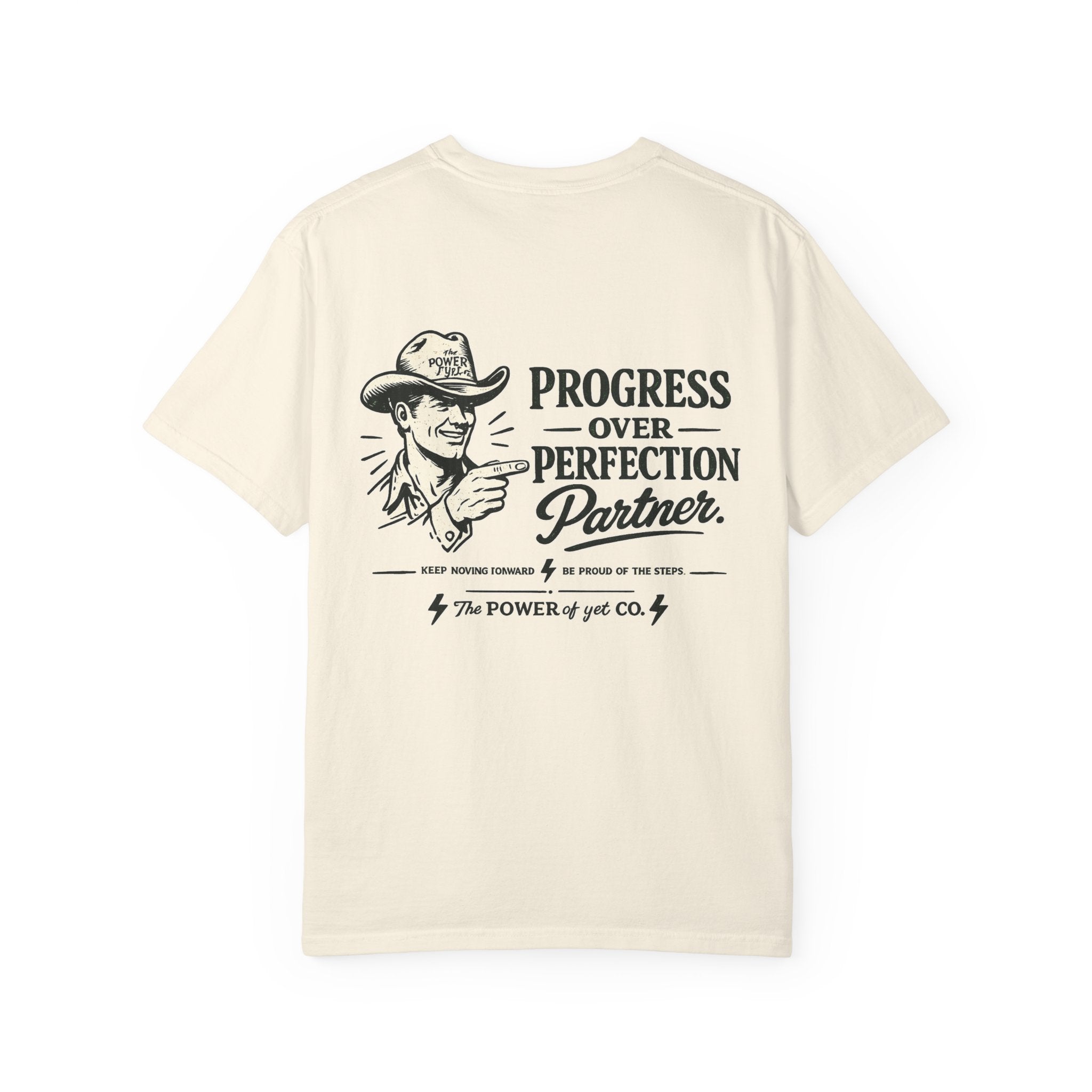 Progress Over Perfection T-Shirt — Retro Cowboy Motivational Tee